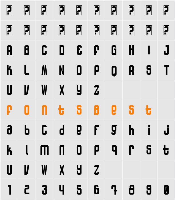 Patinio Rotulo Character Map