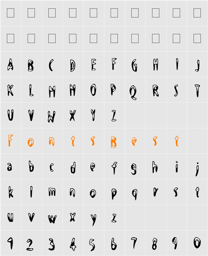 SnowFont Character Map