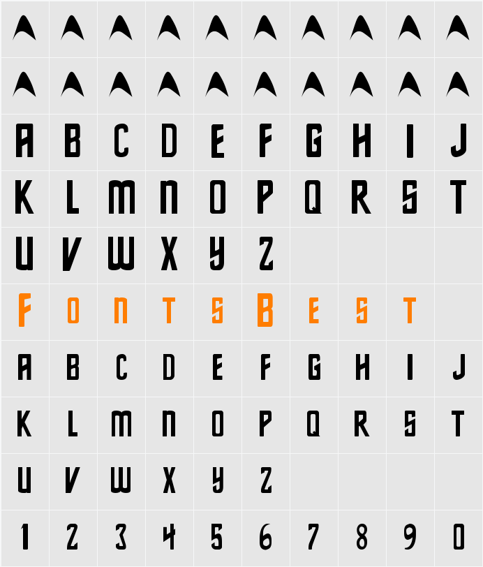 Star Series Character Map