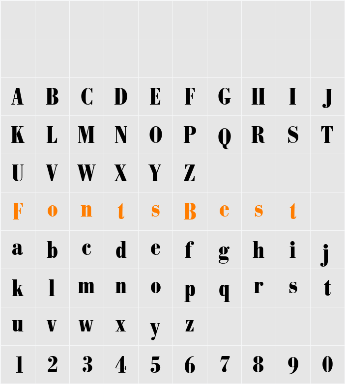 Bodoni BE Character Map