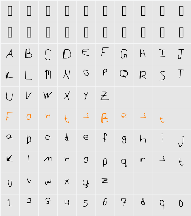 Scraggletooth Character Map