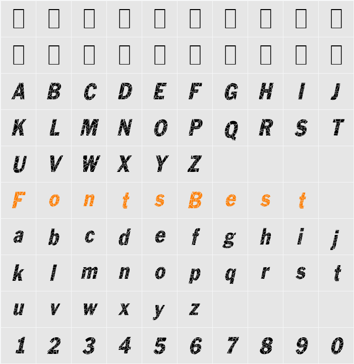 Philadelphia-Cracked-Condensed Character Map