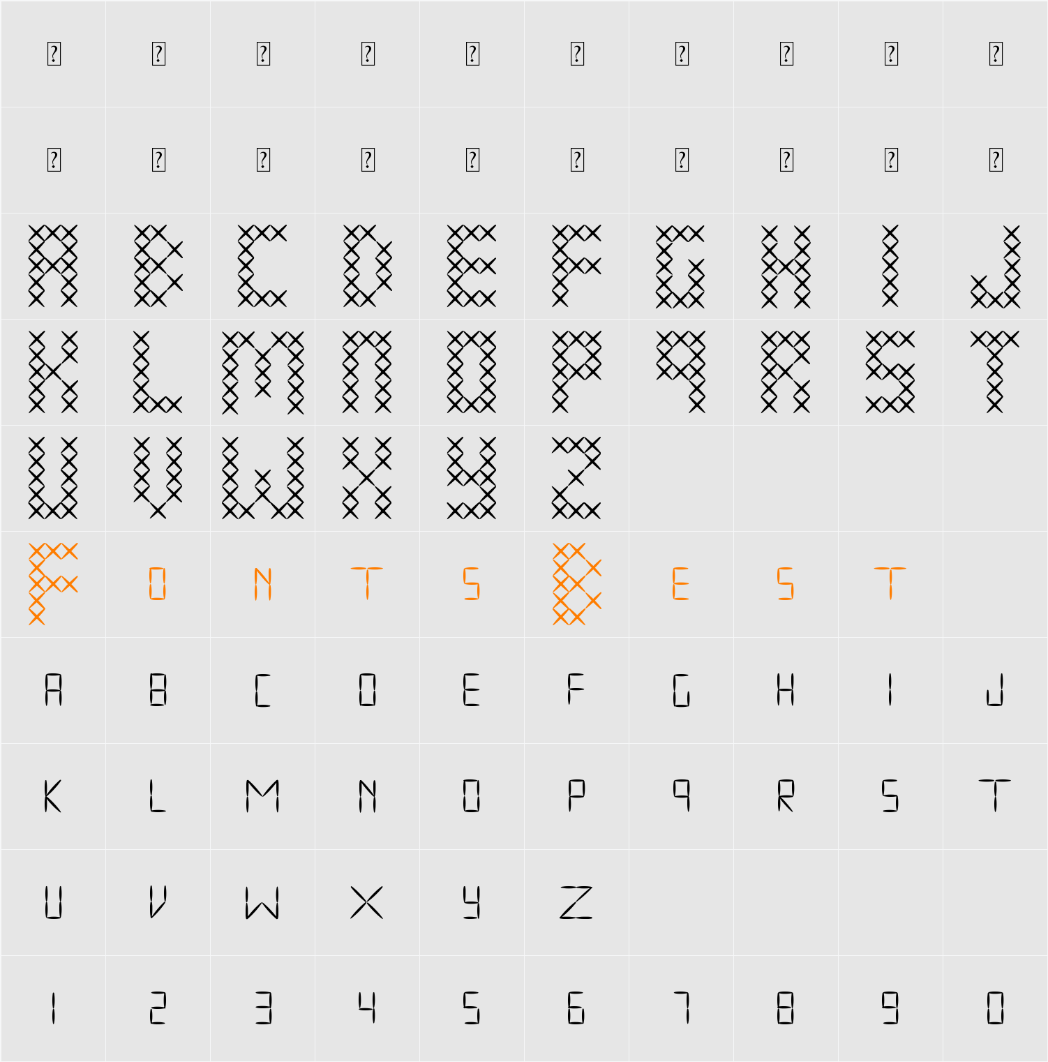 embroid Character Map
