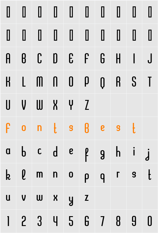 Kleptocracy Condensed Light Character Map