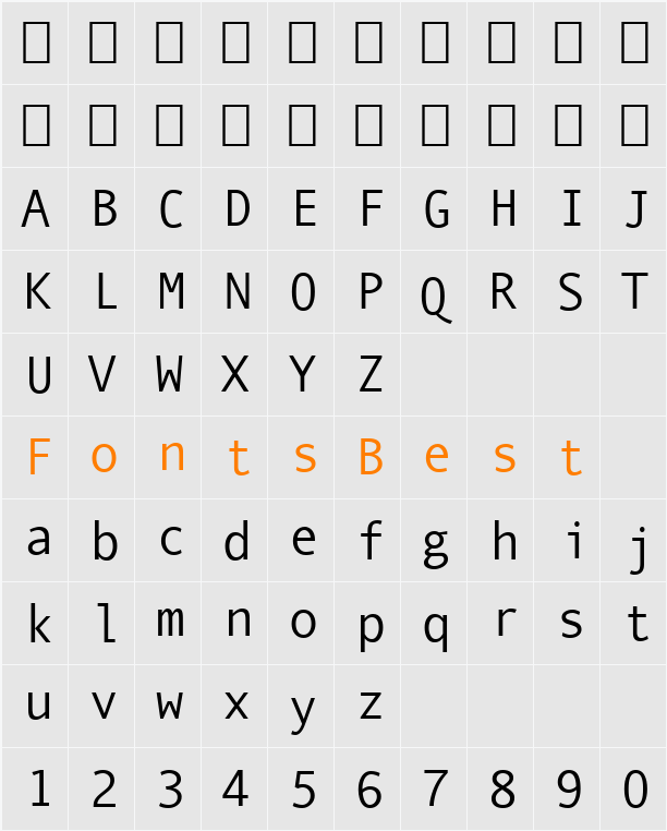 QuickType Mono Character Map