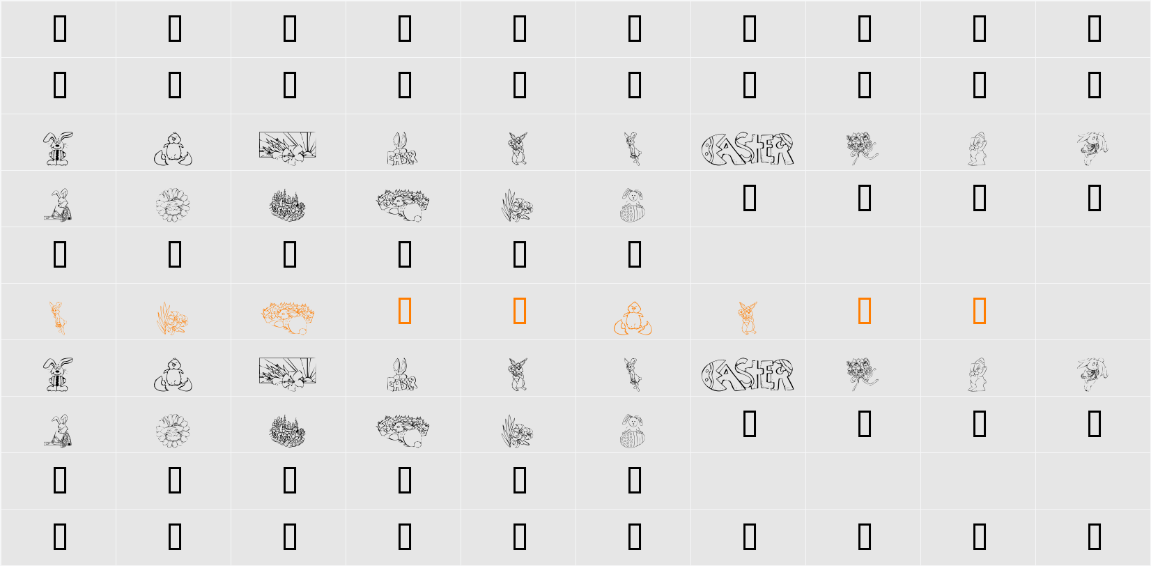 KR Easter No 2 Character Map