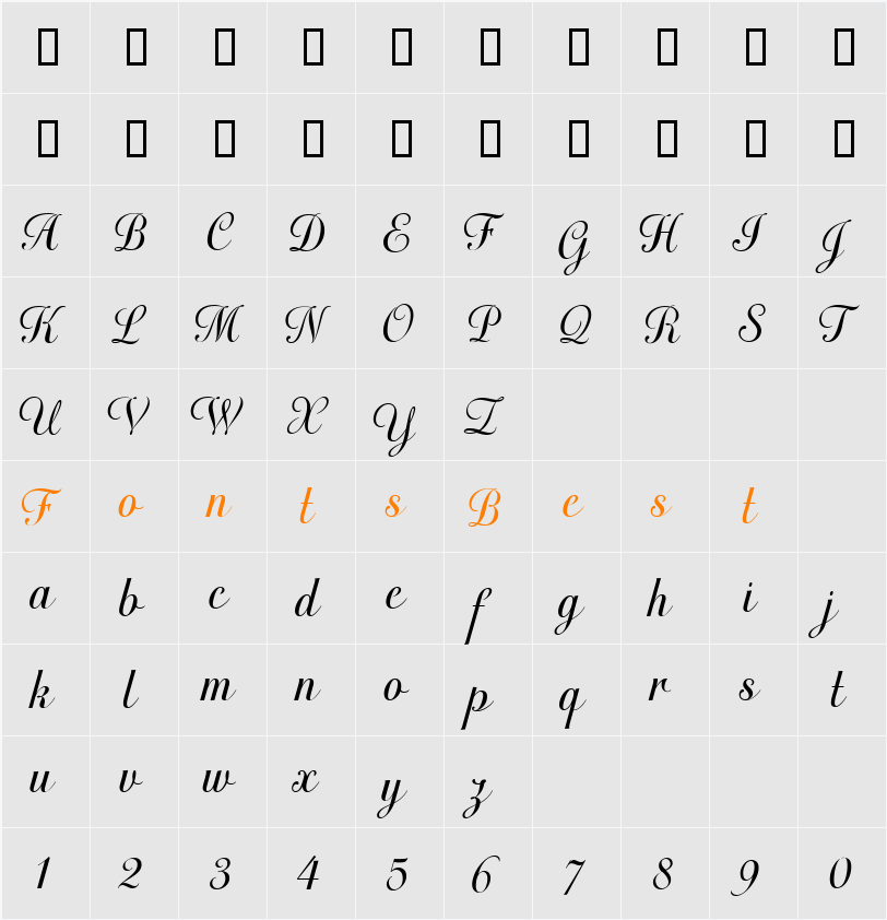 OttumHmkBold Character Map