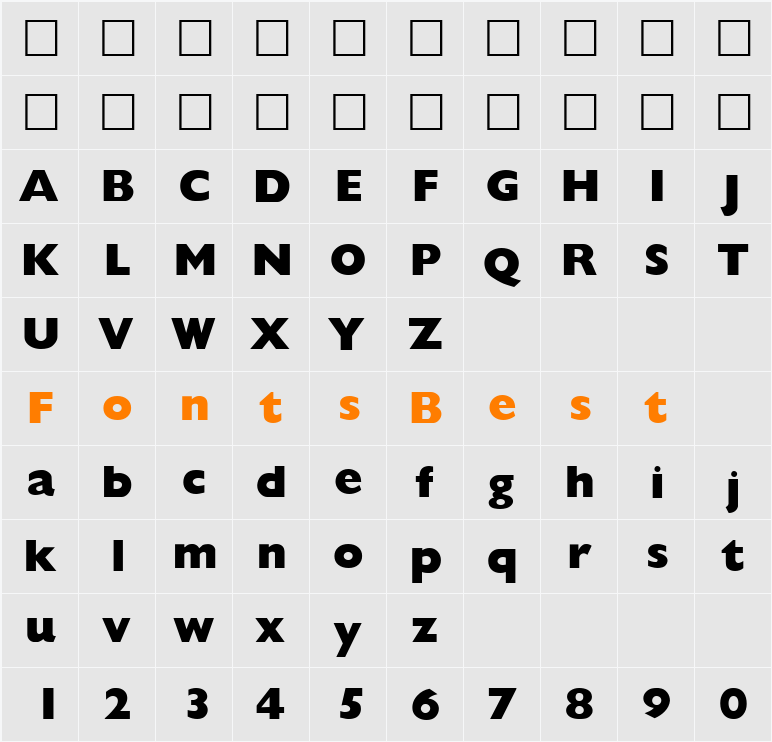 GiliganExtrabold Character Map