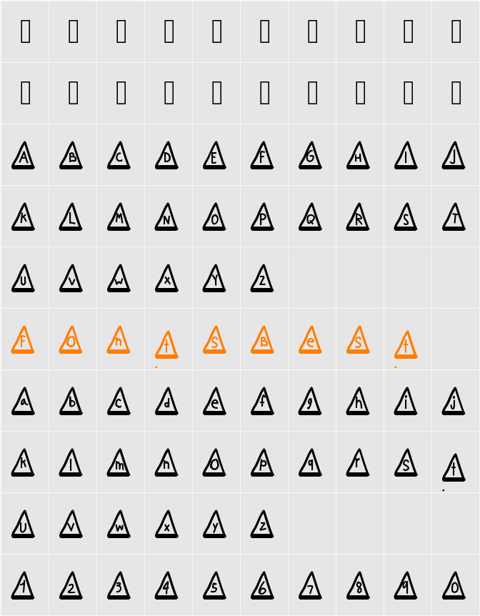 MGtrafficcones Character Map