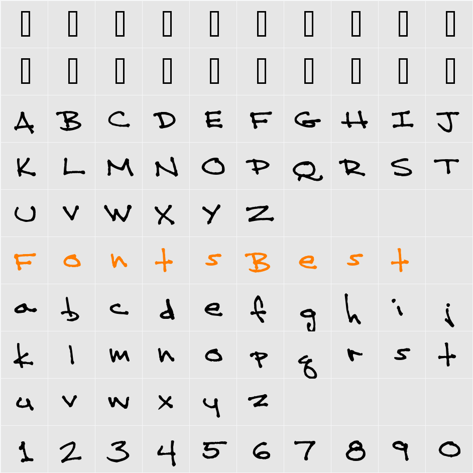 Undercurrent BTN Character Map