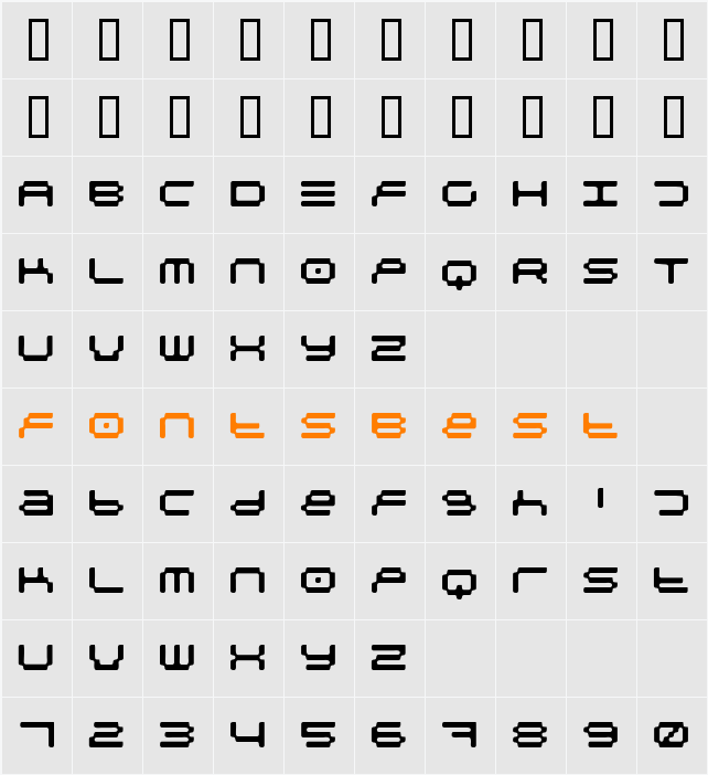 PixelpackRegular Character Map