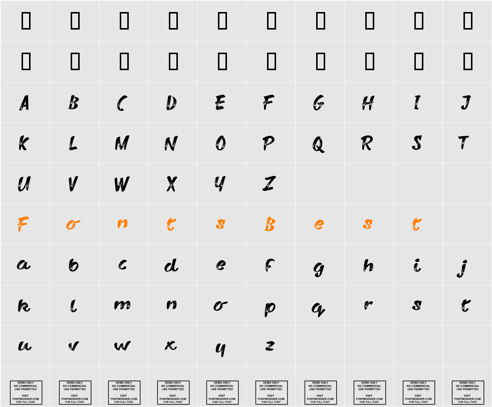 Vary Sharky Character Map