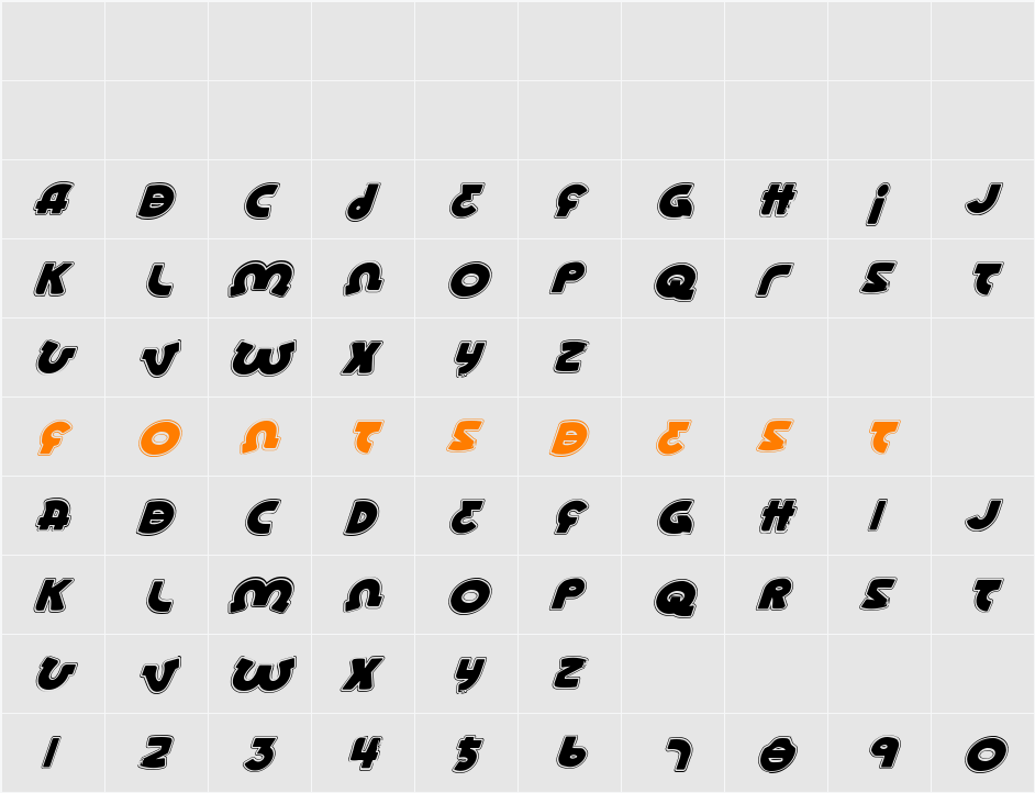 Lionel Academy Italic Character Map