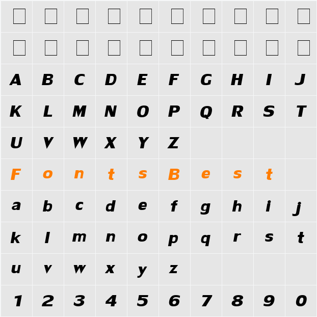 LilyUPC Character Map