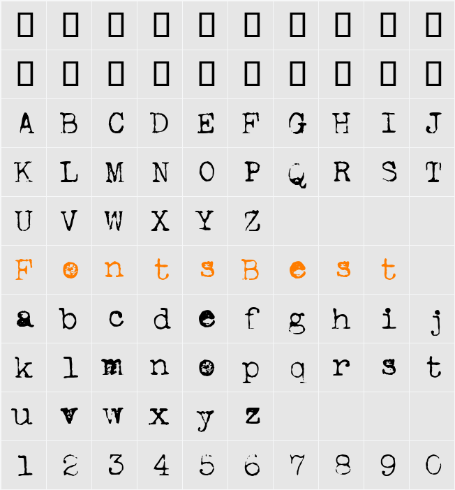 VintageTypewriter Character Map