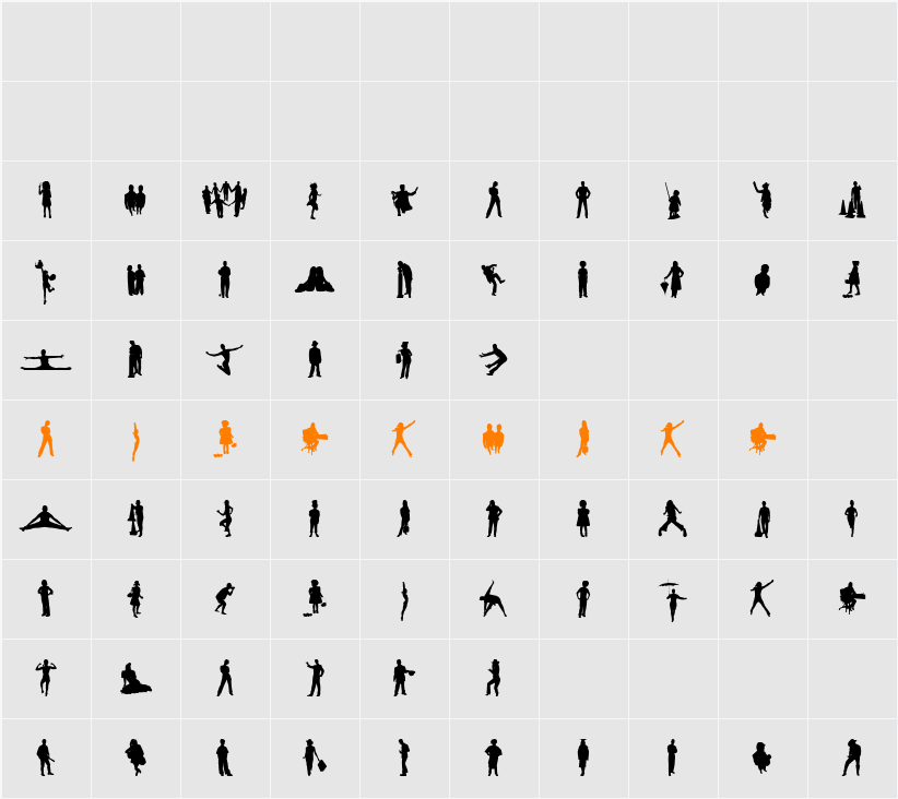 Human Silhouettes Free Five Character Map