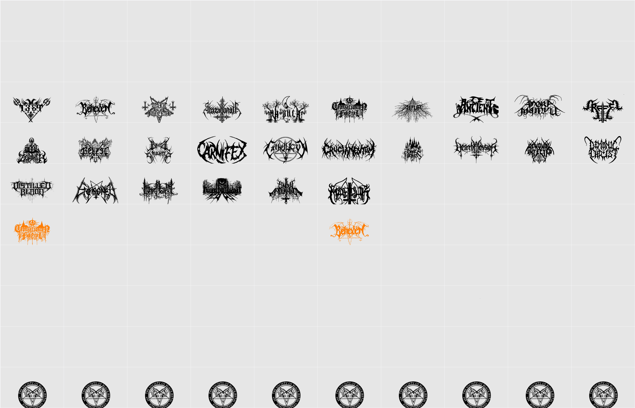 Black Metal G Character Map