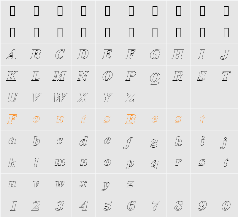 NimbusRomDExtBolItaOu1 Character Map