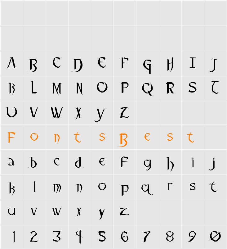 Pauls Heartless Font Character Map