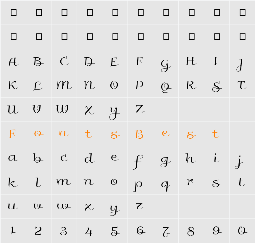 Galberik Character Map