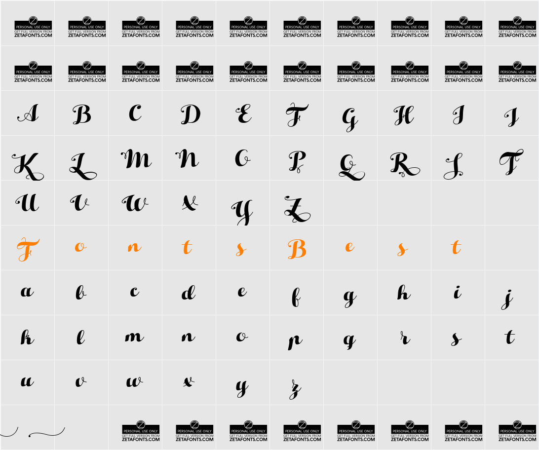 Hello Script Character Map