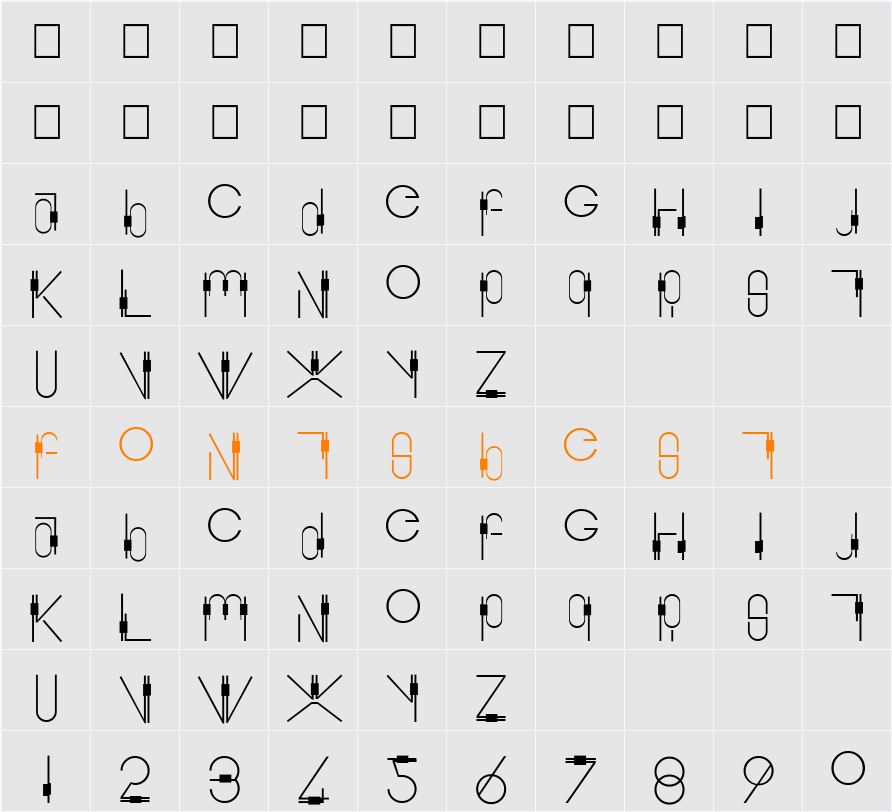 Sbarra Plain Character Map