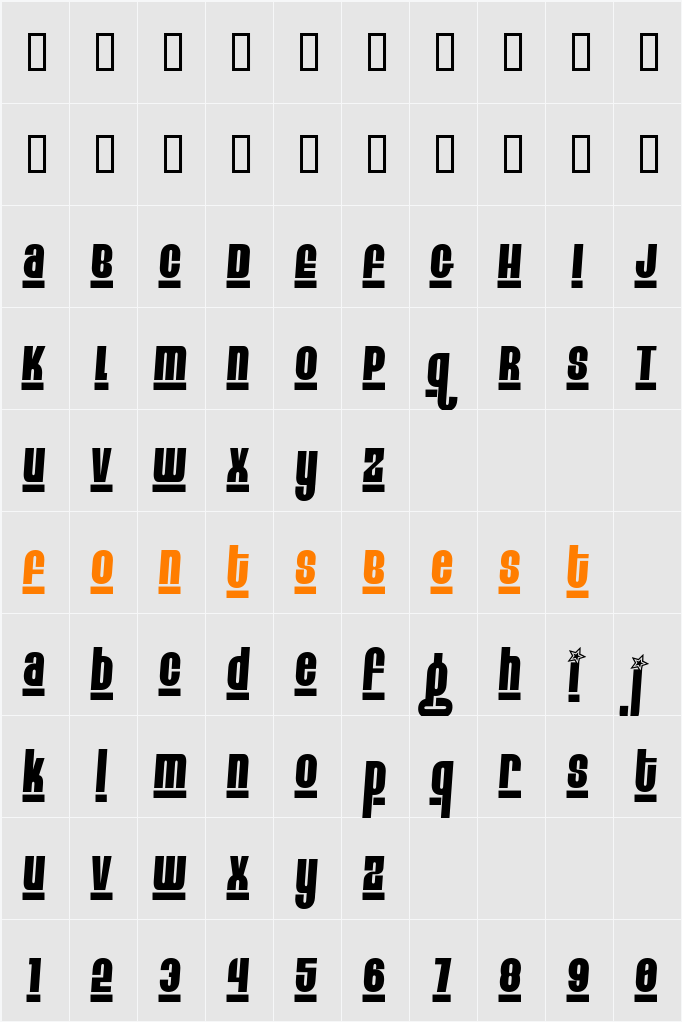 Eight Track program 4 Character Map