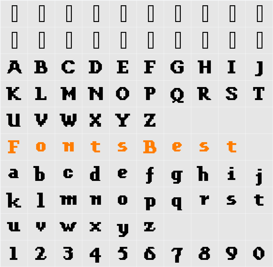 FFF Enterprise Bold Extended Character Map