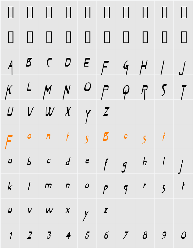 Tablet-Condensed Character Map
