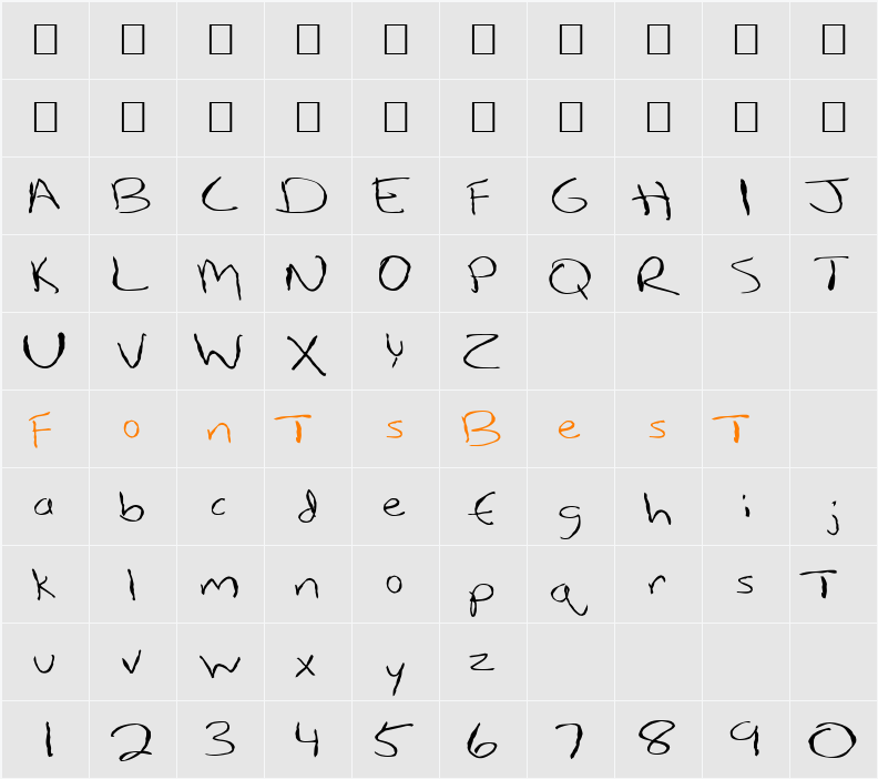 FZ HAND 12 MANGLED Character Map