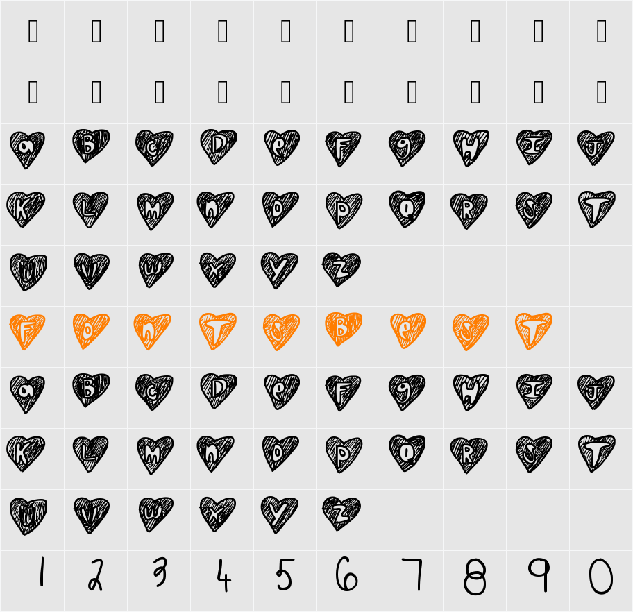 Overhearts Character Map