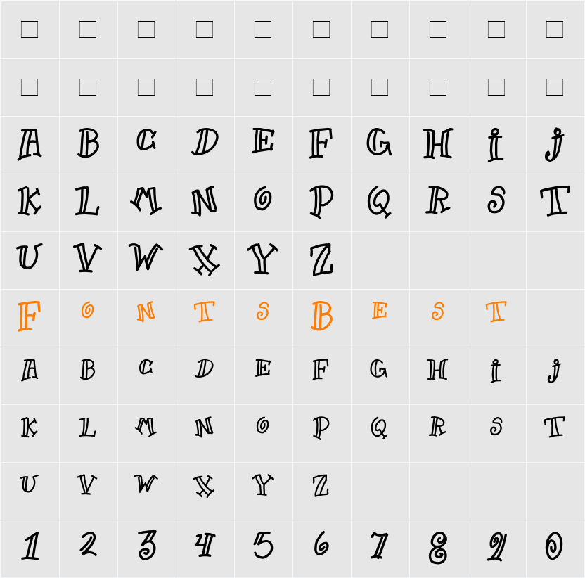 Goofball Character Map