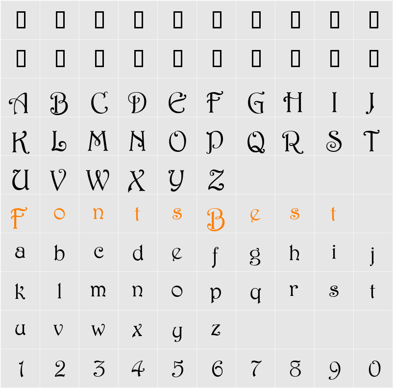 Hermosa Alternates Character Map