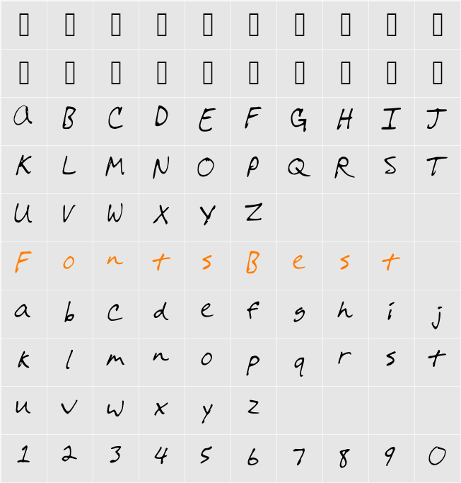 ColesFont Character Map