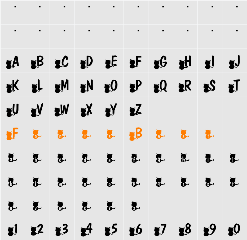 nekoFont Character Map