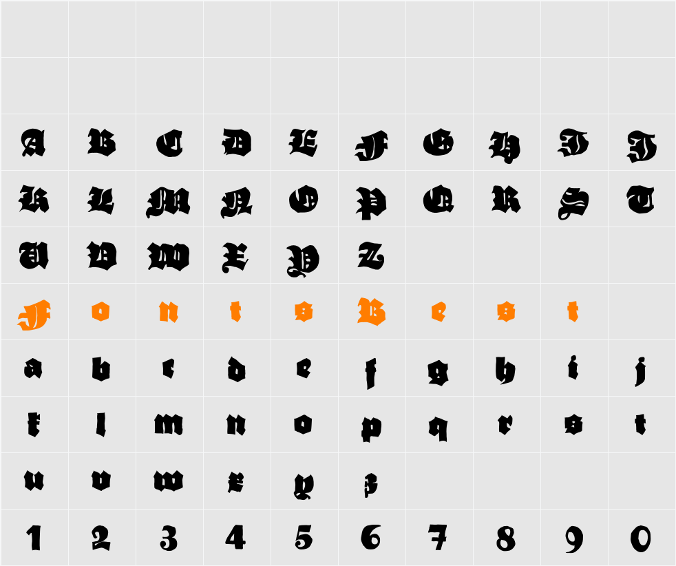 Grobe Hand Character Map