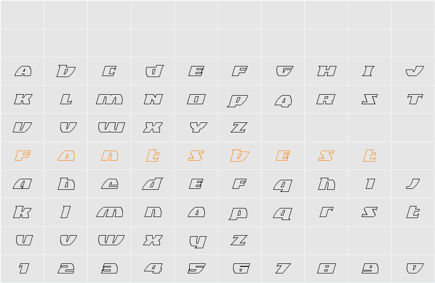 Black Bishop Outline Italic Character Map