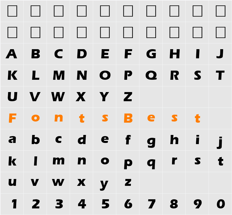 Ergoe-Mild Extrabold Character Map