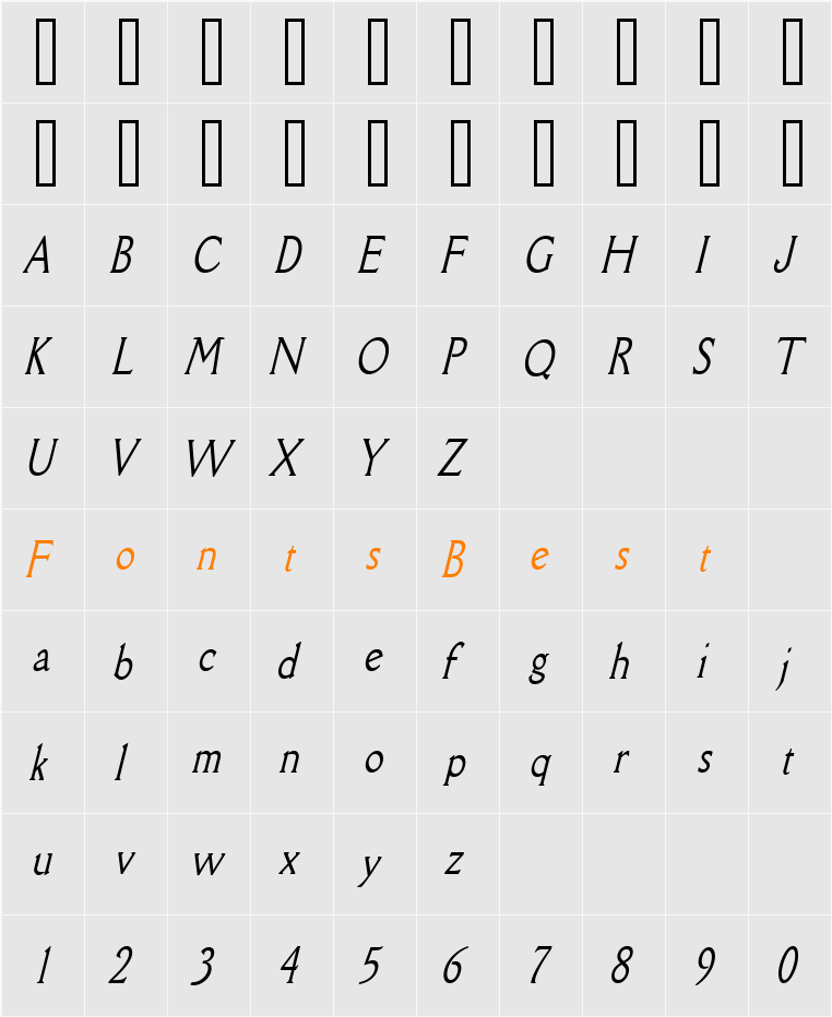 Rory Thin Character Map