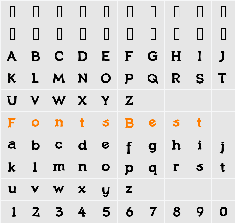 Quasxbold Character Map