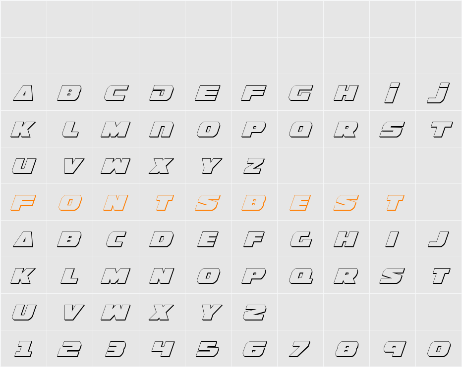 Guardian Shadow Italic Character Map