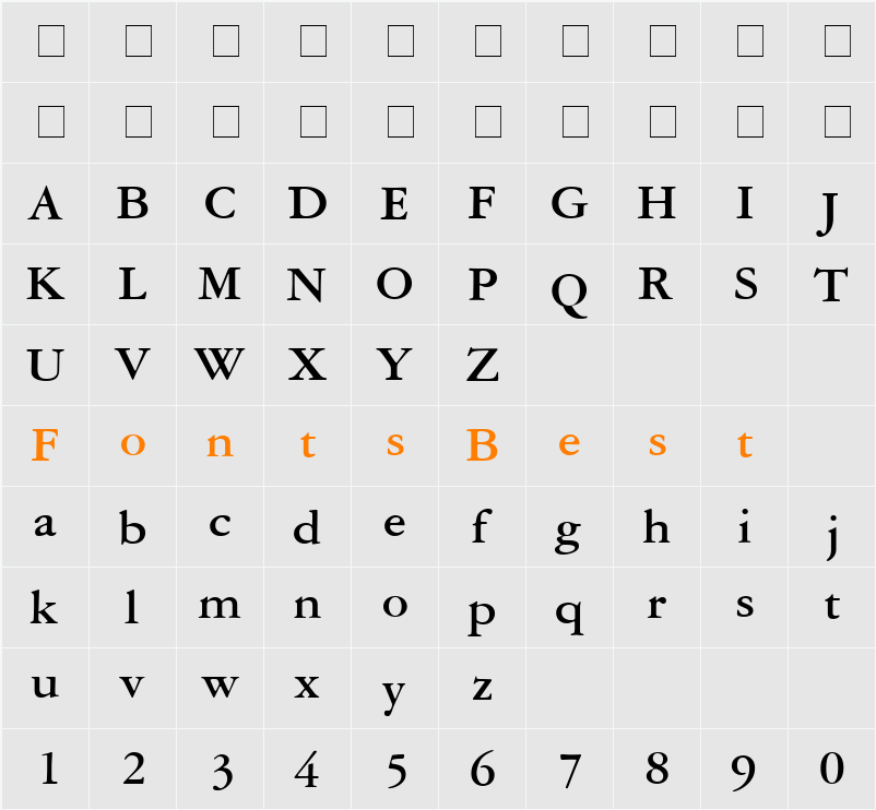 Garamond Reprise SSi Character Map