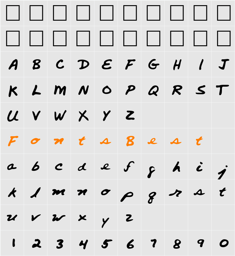 LEHN260 Character Map