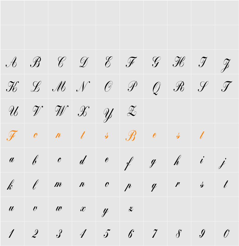 Bolina Character Map