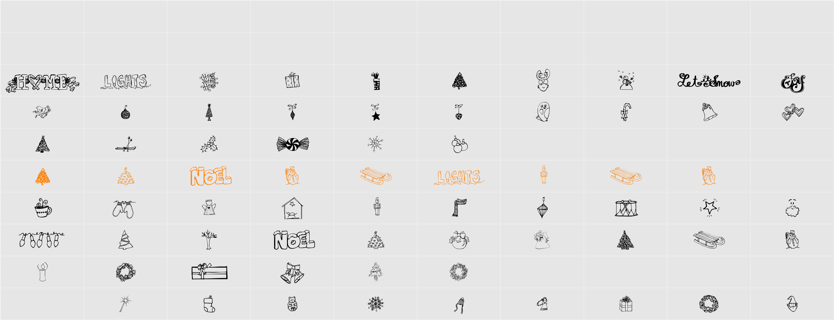 Janda Christmas Doodles Character Map