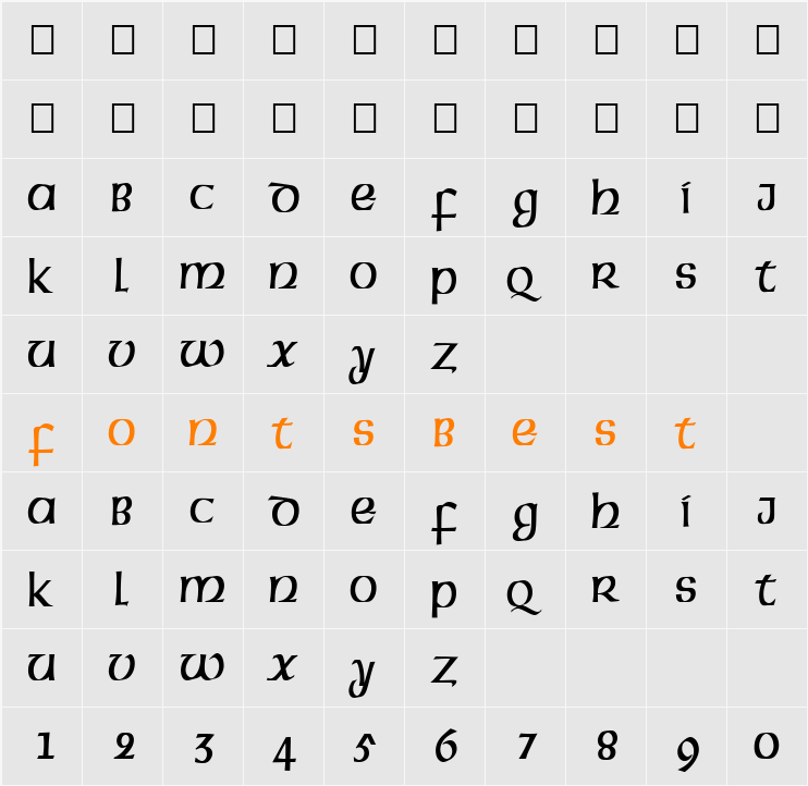 FZ BASIC 43 COND Character Map