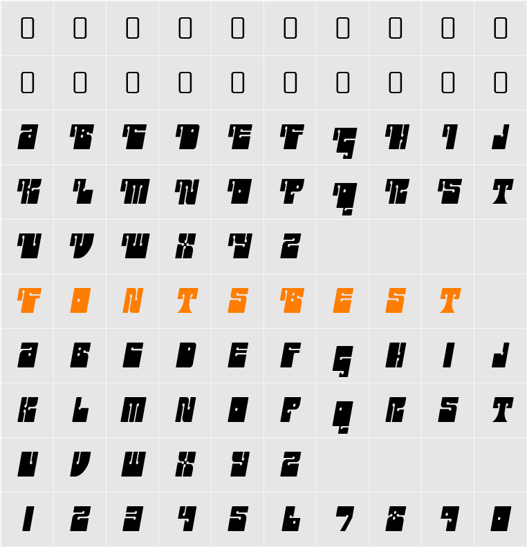 Outright Character Map