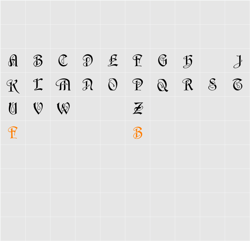 HorstCaps Character Map