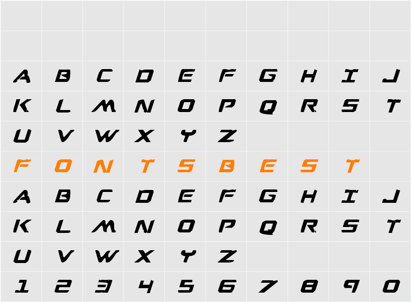 War Eagle Bold Italic Character Map