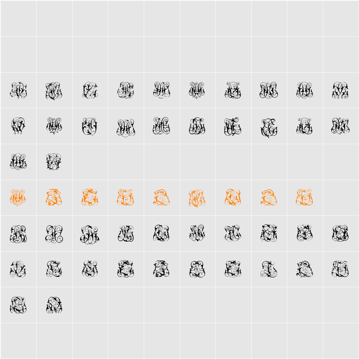 Hard to Read Monograms Character Map